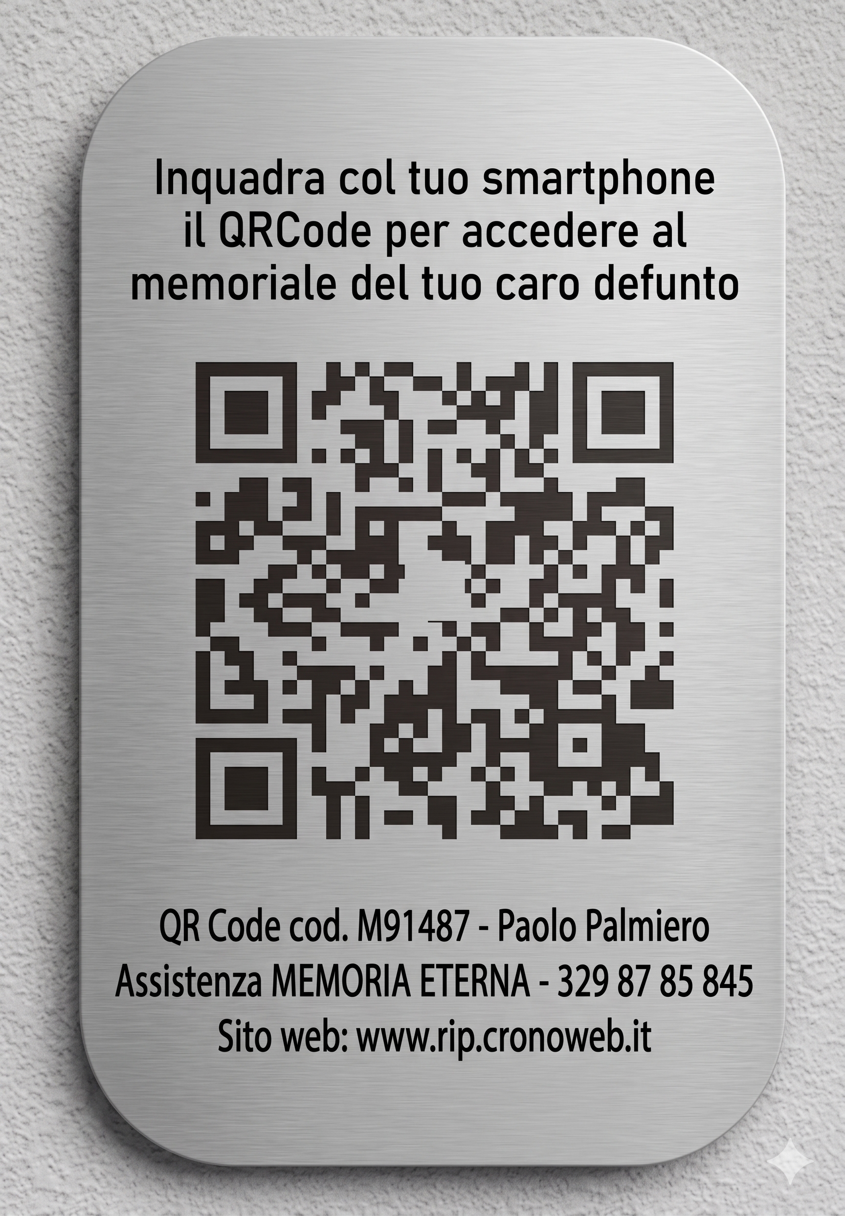 Targa in alluminio solo con QRCode